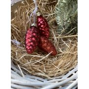 Украшение стеклянные ШИШКИ (бордовый)